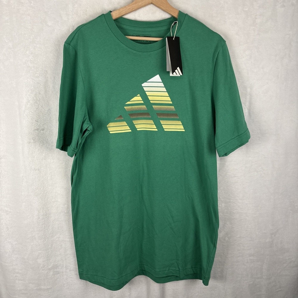 Adidas Men's T-Shirt Blue Multi Sport Big Logo Size Medium Tall MT Green NWT
